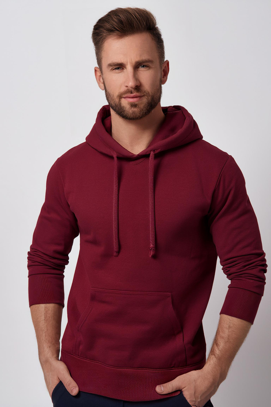 Erkek Kapüşonlu Bordo Sweatshirt