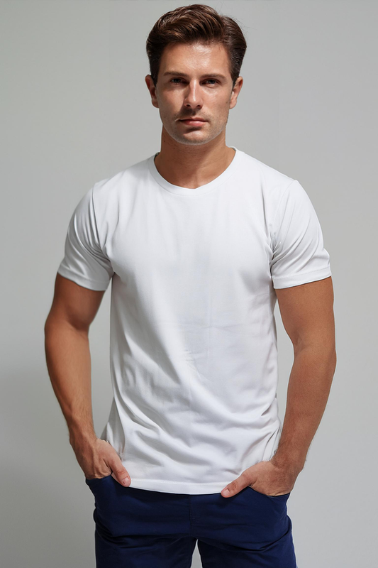 Men's White Cotton Regular Fit T-Shirt