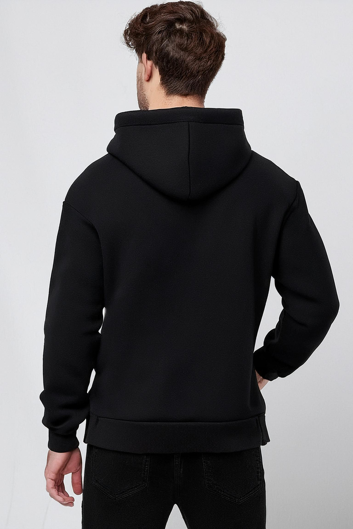 Erkek Kapüşonlu Siyah Sweatshirt