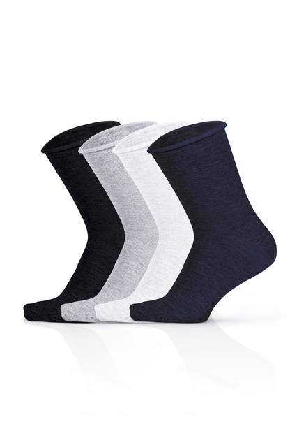 Men's 4-Pack Cotton Seamless Elastic Non-Elastic Diabetic Sugar Socks