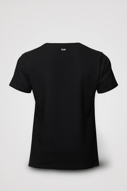 Women's Black Cotton Regular Fit T-Shirt