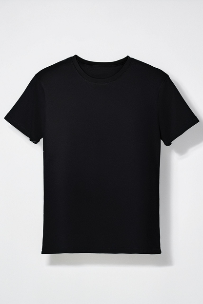 Women's Black Cotton Regular Fit T-Shirt